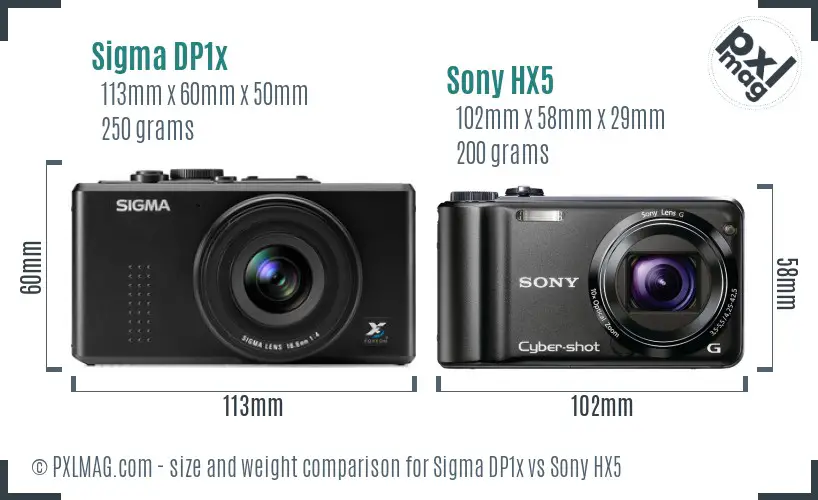 Sigma DP1x vs Sony HX5 size comparison Sigma DP1x vs Sony HX5 size comparison