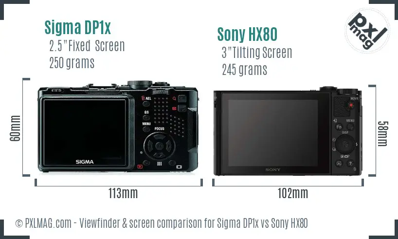 Sigma DP1x vs Sony HX80 Screen and Viewfinder comparison Sigma DP1x vs Sony HX80 Screen and Viewfinder comparison
