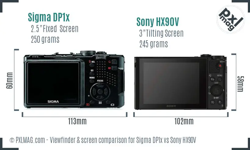 Sigma DP1x vs Sony HX90V Screen and Viewfinder comparison