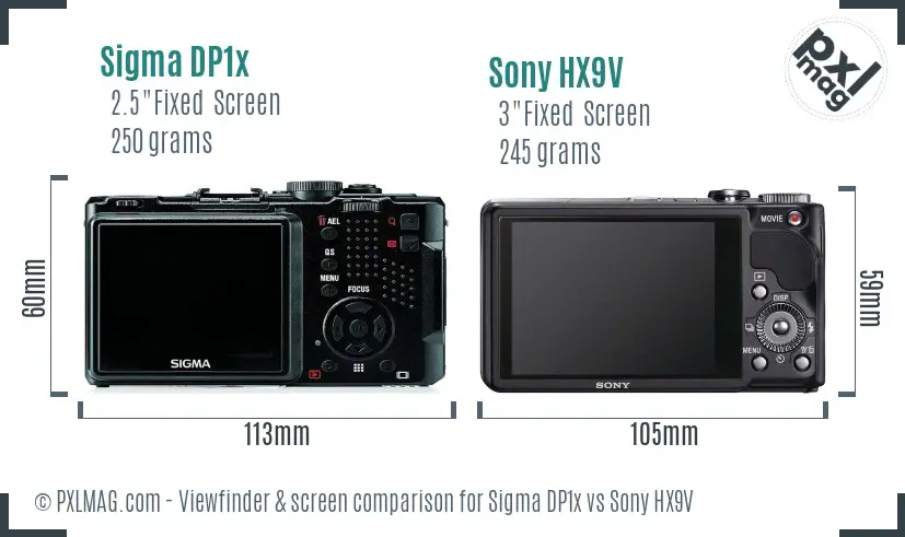 Sigma DP1x vs Sony HX9V Screen and Viewfinder comparison