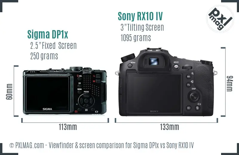 Sigma DP1x vs Sony RX10 IV Screen and Viewfinder comparison