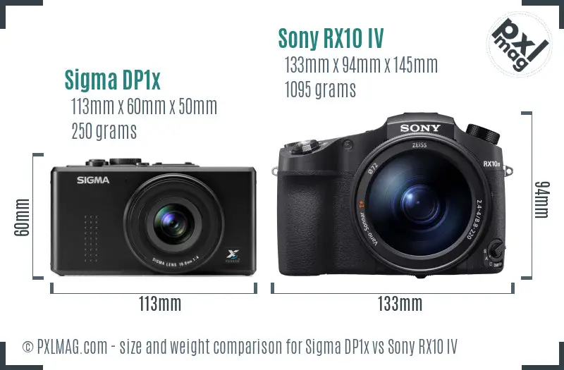 Sigma DP1x vs Sony RX10 IV size comparison
