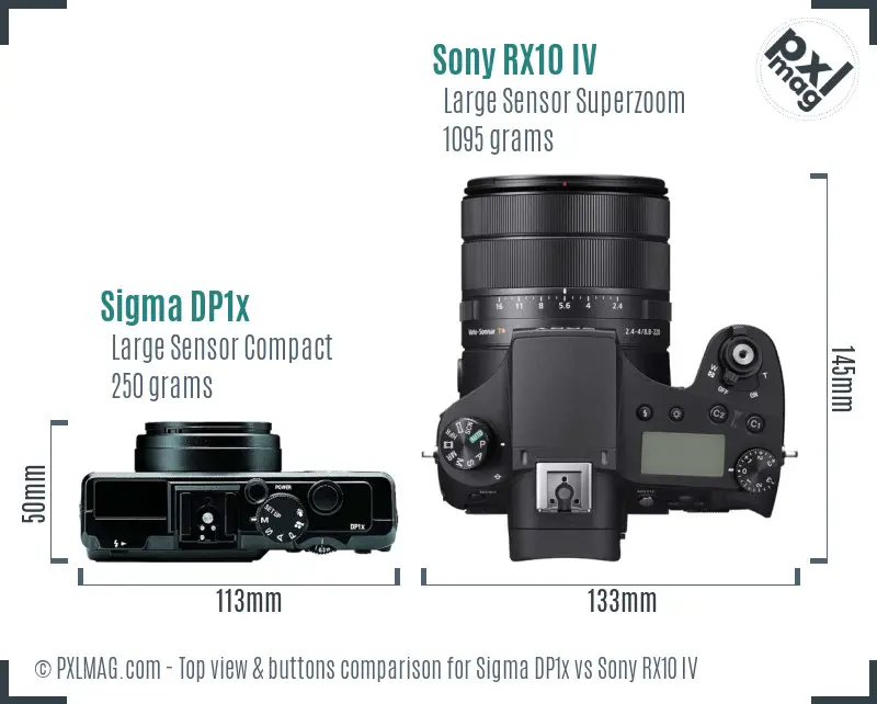 Sigma DP1x vs Sony RX10 IV top view buttons comparison
