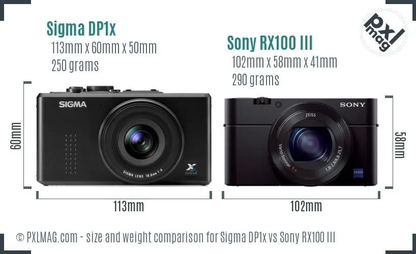 Sigma DP1x vs Sony RX100 III size comparison
