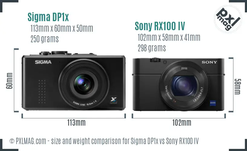 Sigma DP1x vs Sony RX100 IV size comparison