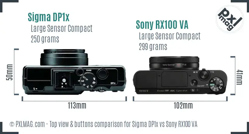 Sigma DP1x vs Sony RX100 VA top view buttons comparison