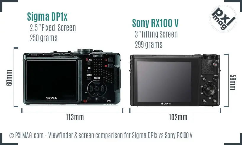 Sigma DP1x vs Sony RX100 V Screen and Viewfinder comparison