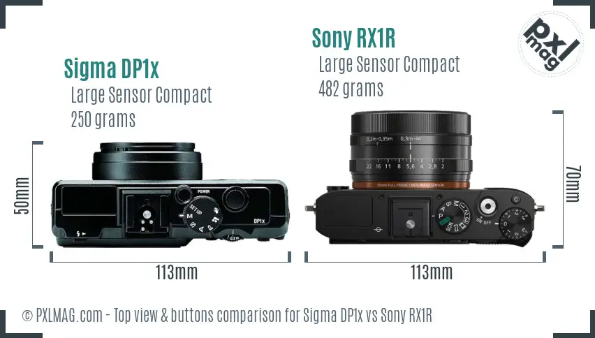 Sigma DP1x vs Sony RX1R top view buttons comparison