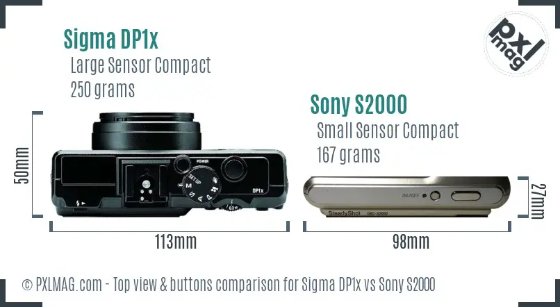 Sigma DP1x vs Sony S2000 top view buttons comparison