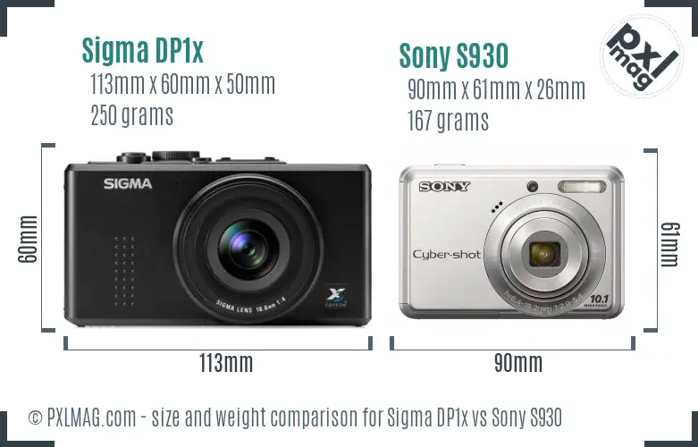 Sigma DP1x vs Sony S930 size comparison