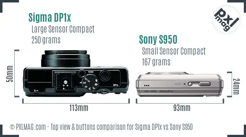 Sigma DP1x vs Sony S950 top view buttons comparison