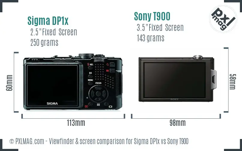 Sigma DP1x vs Sony T900 Screen and Viewfinder comparison