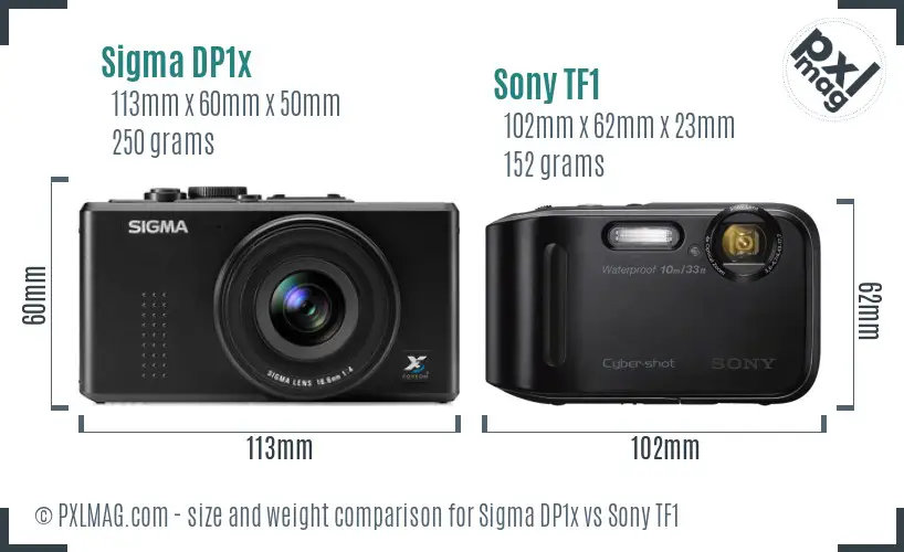 Sigma DP1x vs Sony TF1 size comparison