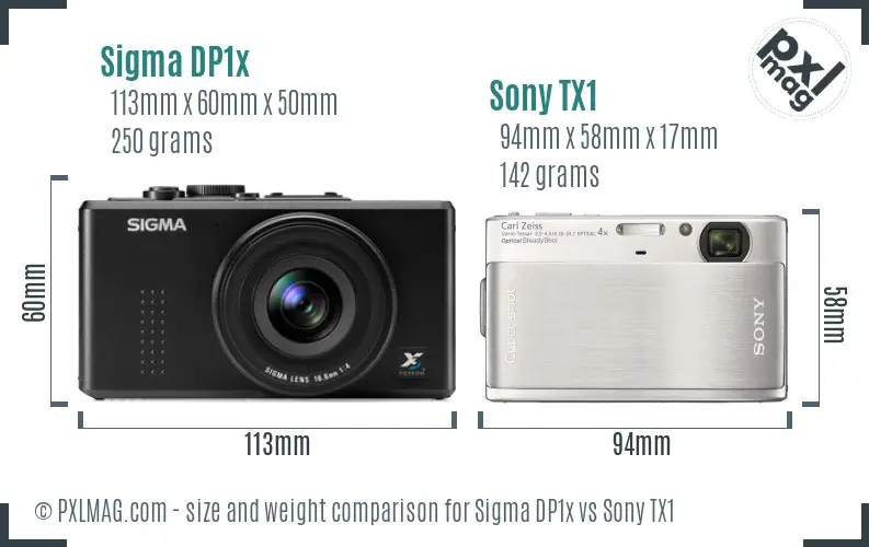 Sigma DP1x vs Sony TX1 size comparison