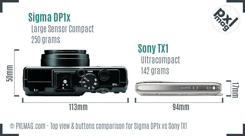 Sigma DP1x vs Sony TX1 top view buttons comparison