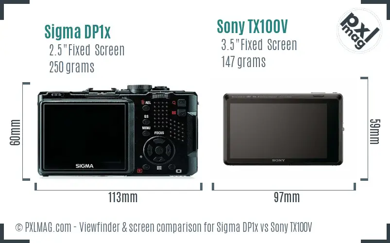 Sigma DP1x vs Sony TX100V Screen and Viewfinder comparison