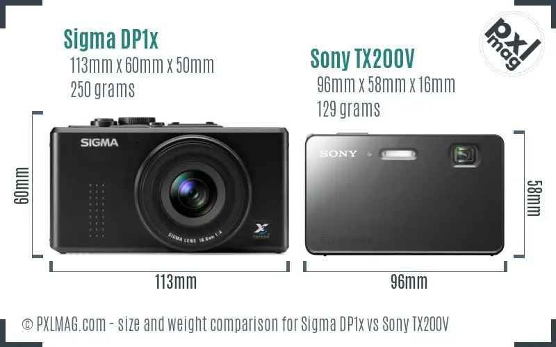 Sigma DP1x vs Sony TX200V size comparison