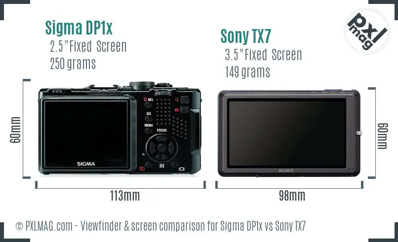 Sigma DP1x vs Sony TX7 Screen and Viewfinder comparison