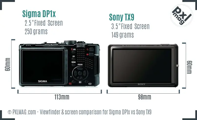 Sigma DP1x vs Sony TX9 Screen and Viewfinder comparison