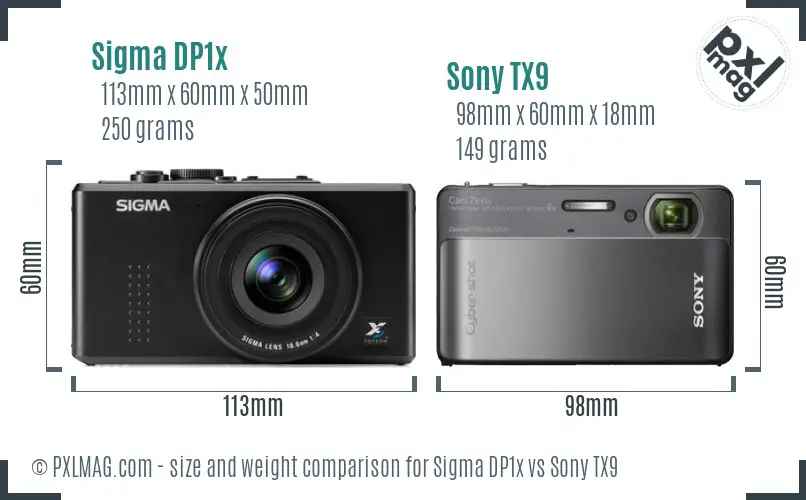 Sigma DP1x vs Sony TX9 size comparison