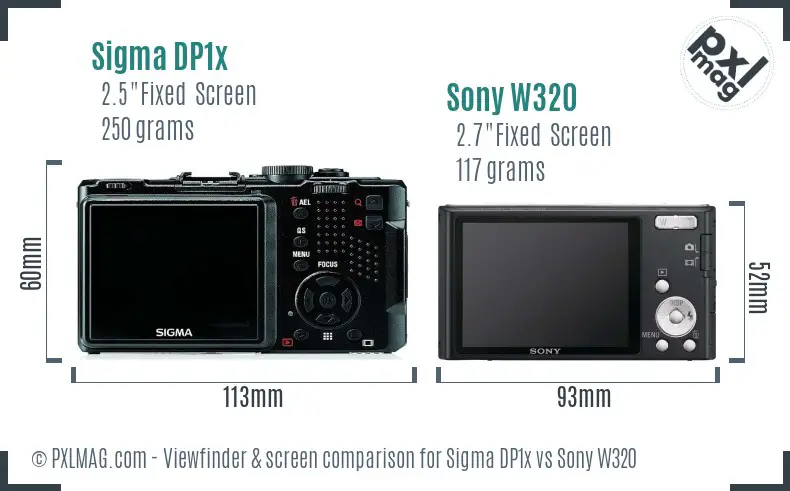 Sigma DP1x vs Sony W320 Screen and Viewfinder comparison