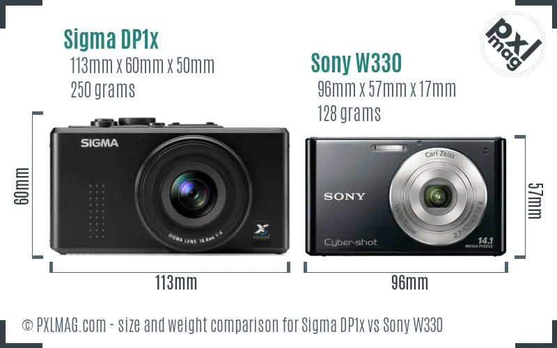 Sigma DP1x vs Sony W330 size comparison
