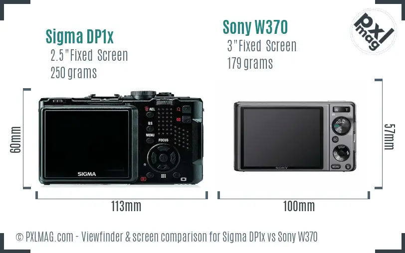 Sigma DP1x vs Sony W370 Screen and Viewfinder comparison