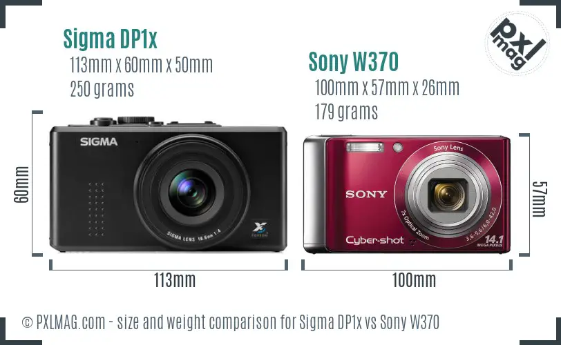 Sigma DP1x vs Sony W370 size comparison
