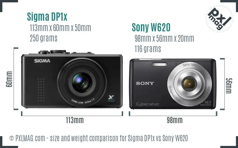 Sigma DP1x vs Sony W620 size comparison