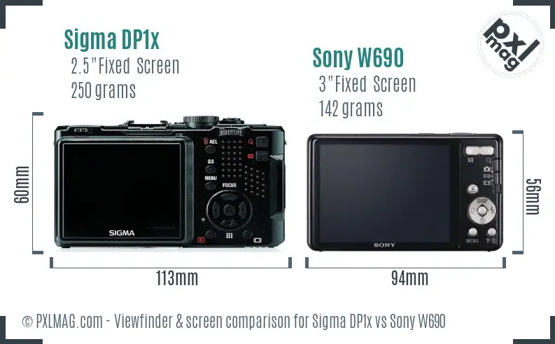 Sigma DP1x vs Sony W690 Screen and Viewfinder comparison Sigma DP1x vs Sony W690 Screen and Viewfinder comparison