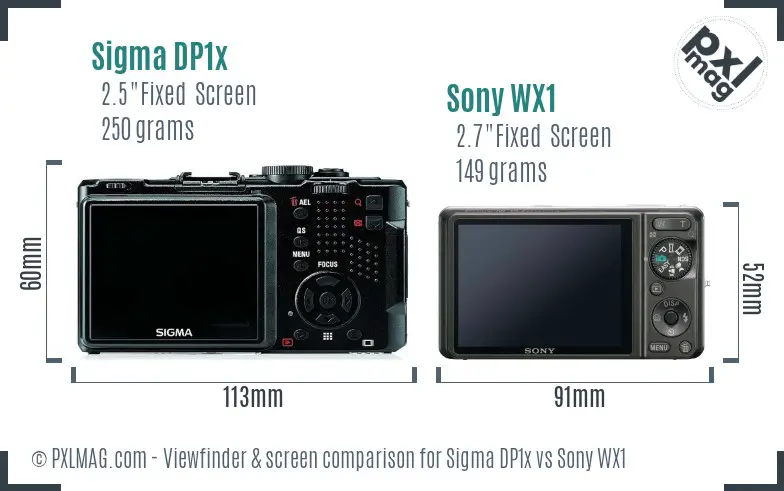 Sigma DP1x vs Sony WX1 Screen and Viewfinder comparison