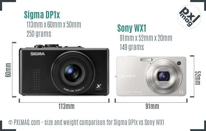 Sigma DP1x vs Sony WX1 size comparison