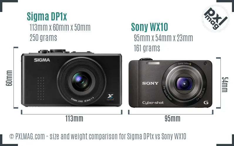 Sigma DP1x vs Sony WX10 size comparison