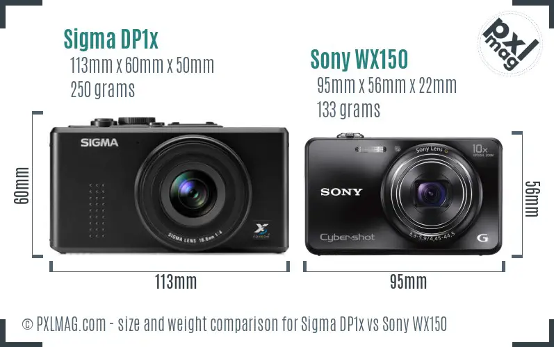 Sigma DP1x vs Sony WX150 size comparison Sigma DP1x vs Sony WX150 size comparison