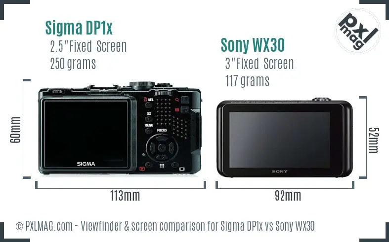 Sigma DP1x vs Sony WX30 Screen and Viewfinder comparison