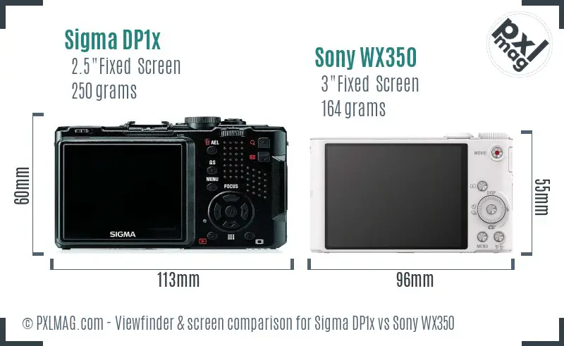 Sigma DP1x vs Sony WX350 Screen and Viewfinder comparison Sigma DP1x vs Sony WX350 Screen and Viewfinder comparison