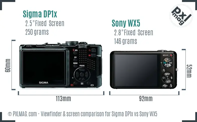 Sigma DP1x vs Sony WX5 Screen and Viewfinder comparison