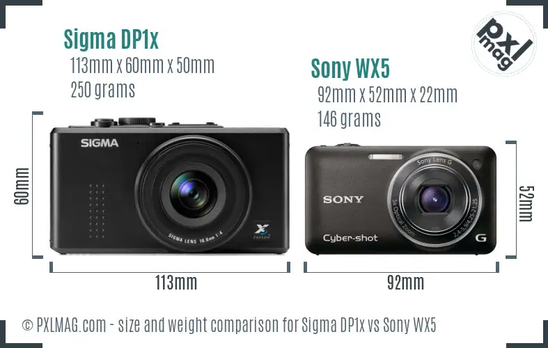 Sigma DP1x vs Sony WX5 size comparison