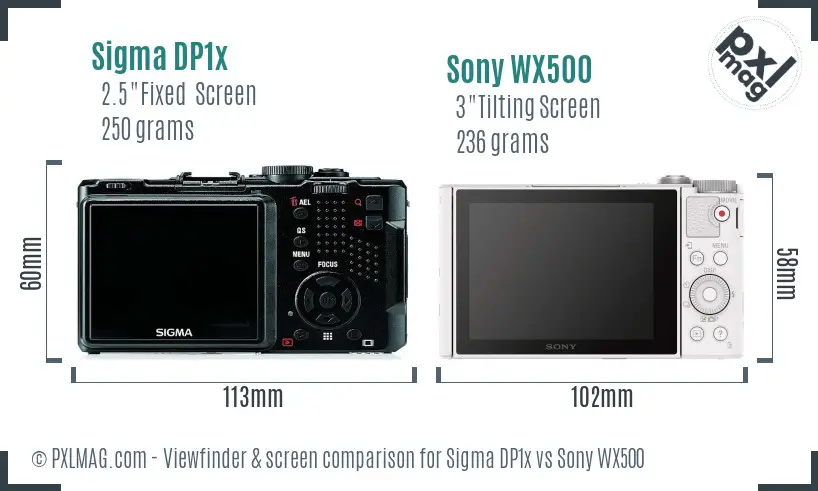 Sigma DP1x vs Sony WX500 Screen and Viewfinder comparison