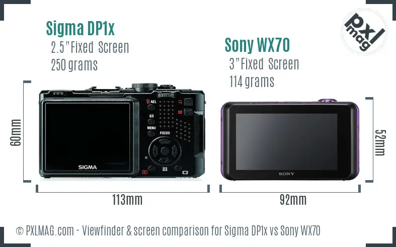 Sigma DP1x vs Sony WX70 Screen and Viewfinder comparison