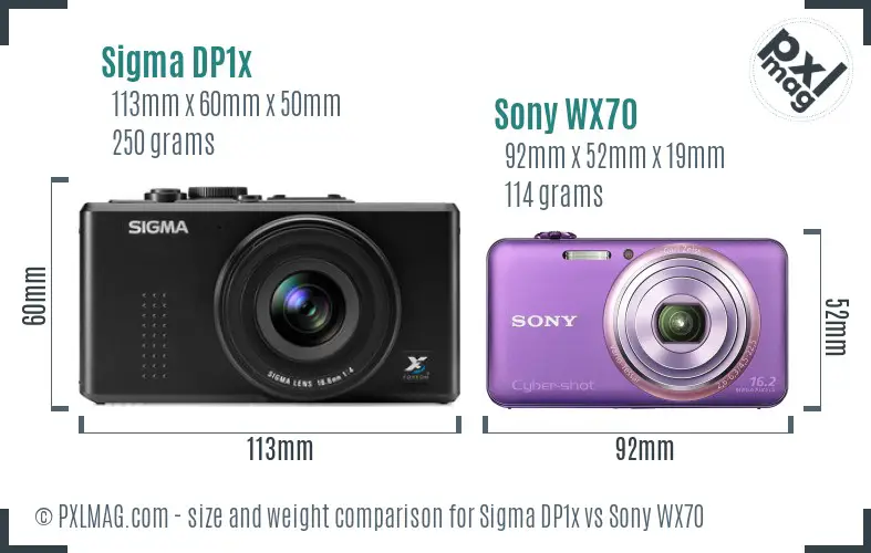 Sigma DP1x vs Sony WX70 size comparison