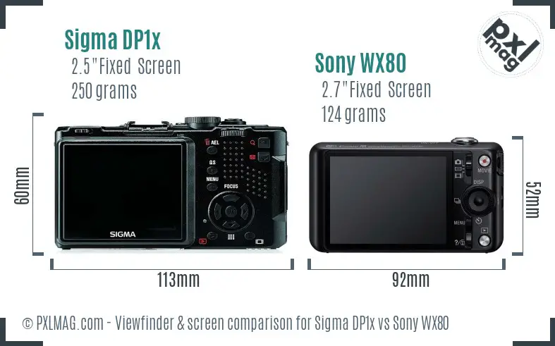 Sigma DP1x vs Sony WX80 Screen and Viewfinder comparison Sigma DP1x vs Sony WX80 Screen and Viewfinder comparison