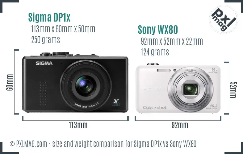 Sigma DP1x vs Sony WX80 size comparison