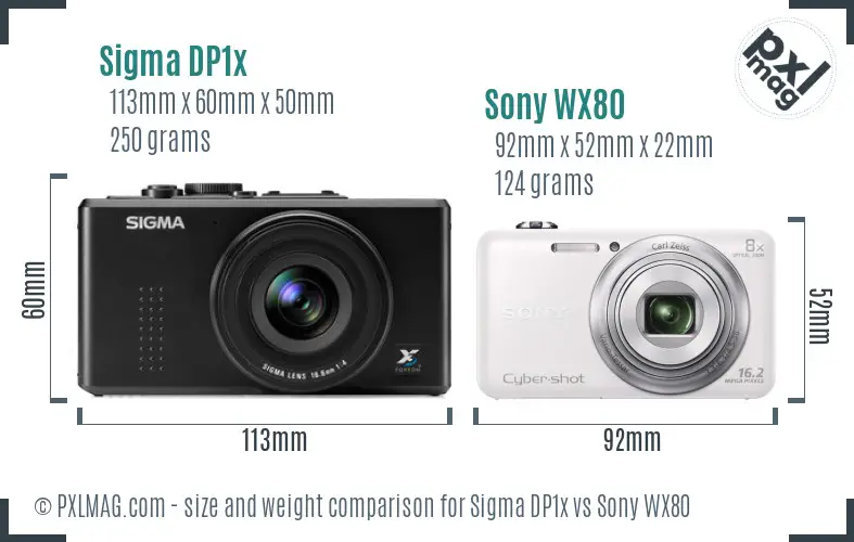 Sigma DP1x vs Sony WX80 size comparison Sigma DP1x vs Sony WX80 size comparison