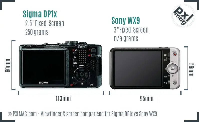 Sigma DP1x vs Sony WX9 Screen and Viewfinder comparison