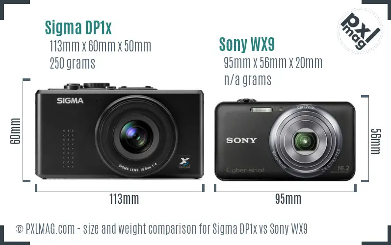 Sigma DP1x vs Sony WX9 size comparison