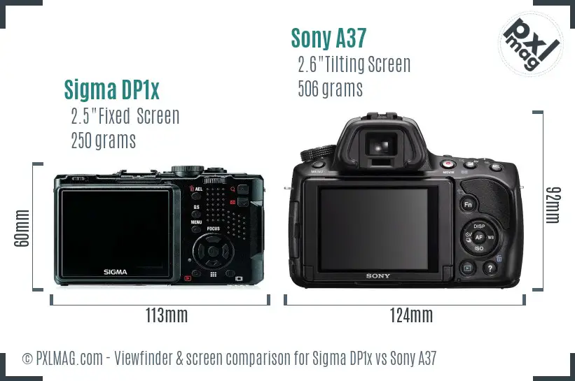 Sigma DP1x vs Sony A37 Screen and Viewfinder comparison