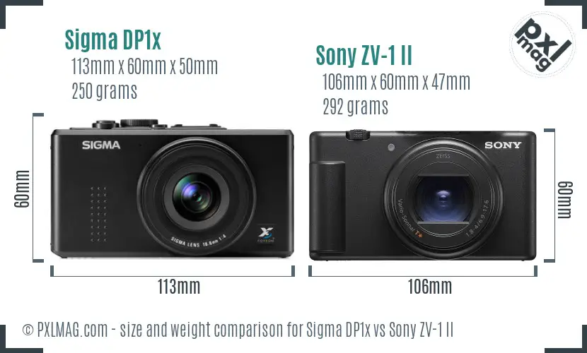 Sigma DP1x vs Sony ZV-1 II size comparison