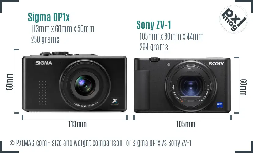 Sigma DP1x vs Sony ZV-1 size comparison