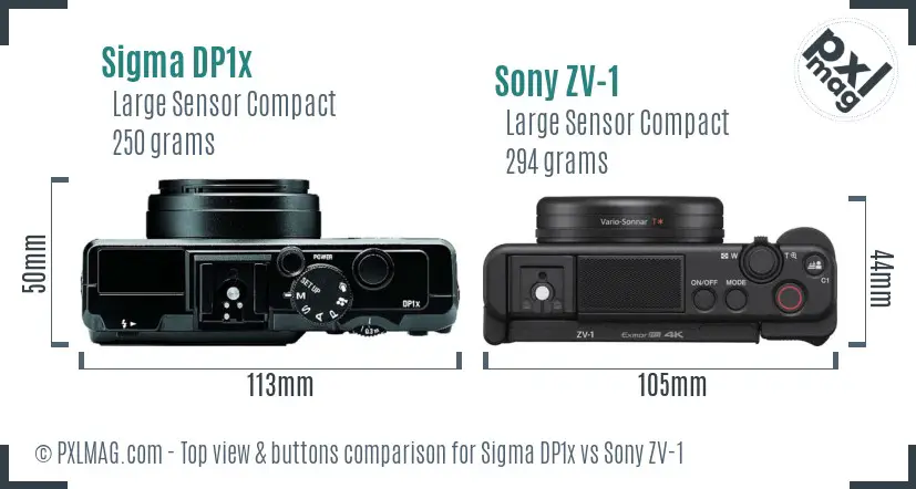 Sigma DP1x vs Sony ZV-1 top view buttons comparison